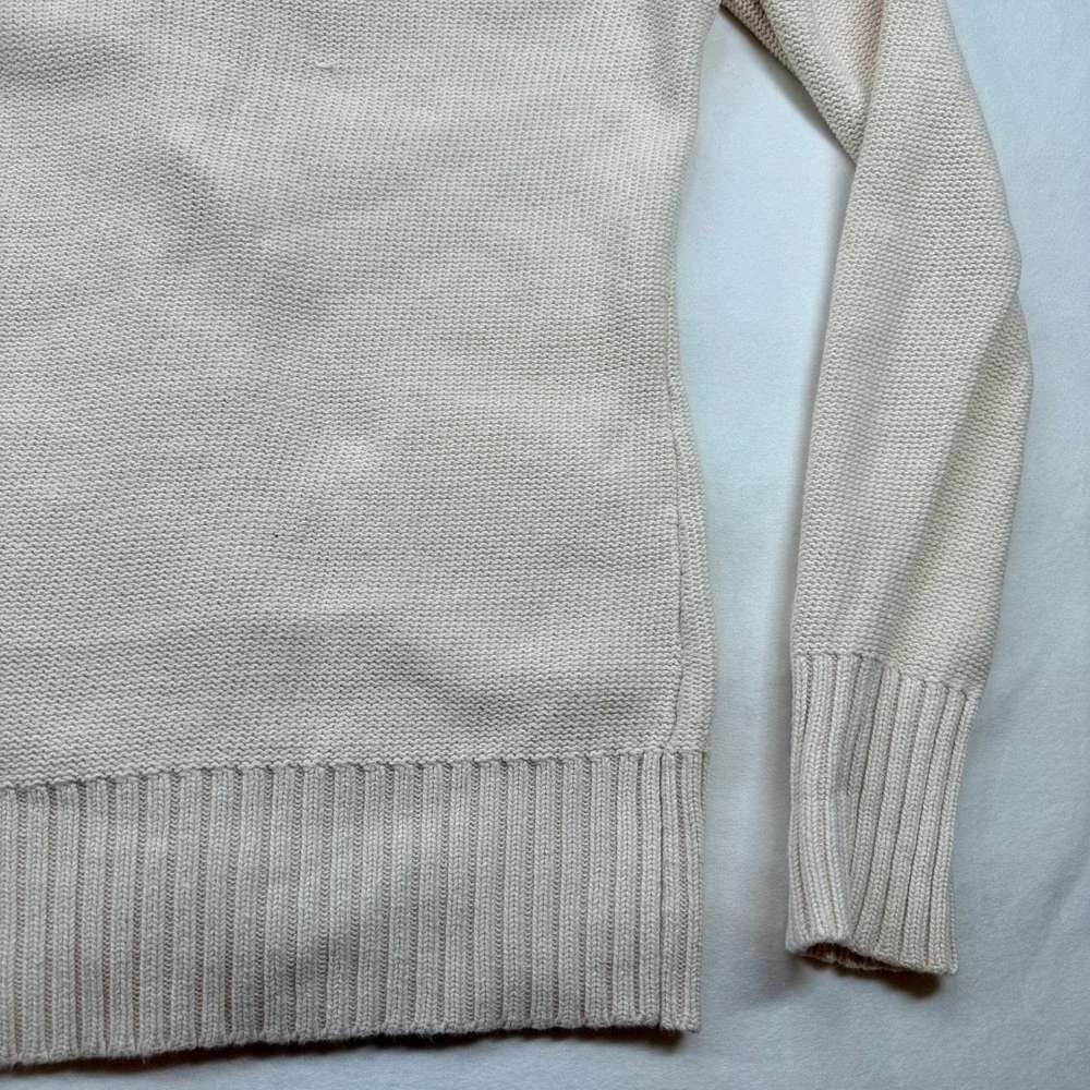 Lucky Brand Cream Shawl Collar Button‎ Front Cotton Knit Cardigan Sweater Small